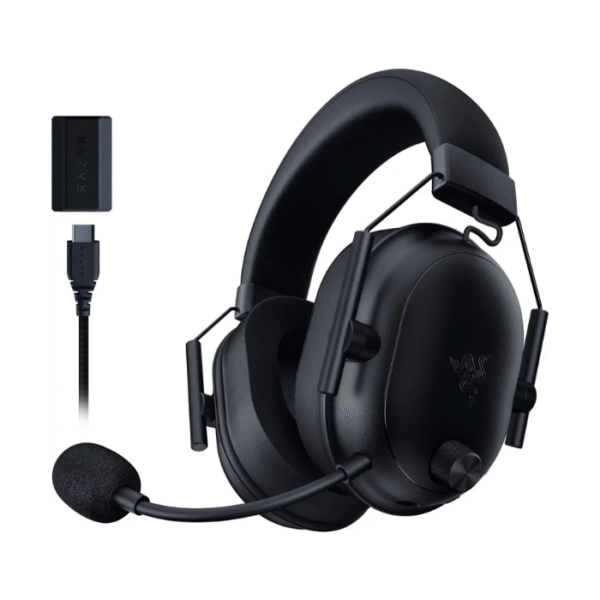 Razer BlackShark V2 HyperSpeed Wireless Gaming Headset: 280g Lightweight, THX Spatial Audio, Bendable Mic, 50mm Drivers, 2.4GHz, Bluetooth or USB, 70 Hr Battery w/USB Type C Charging - Black (Brown Razer Box)